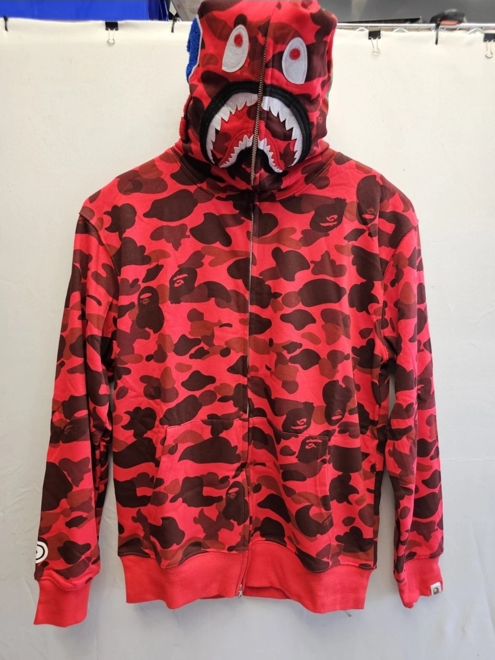 NWT BAPE XL Color Camo Shark WGM Full Zip Hoodie Red | A Bathing Ape